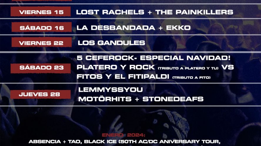 Agenda conciertos Diciembre 2023